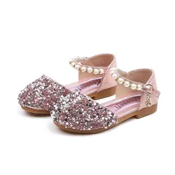 Primavera pu Leather Girls Shoes Flowers Party Shoes For Baby Princess Shoes for Kids bambini Flats Dress sandals pink Sandal