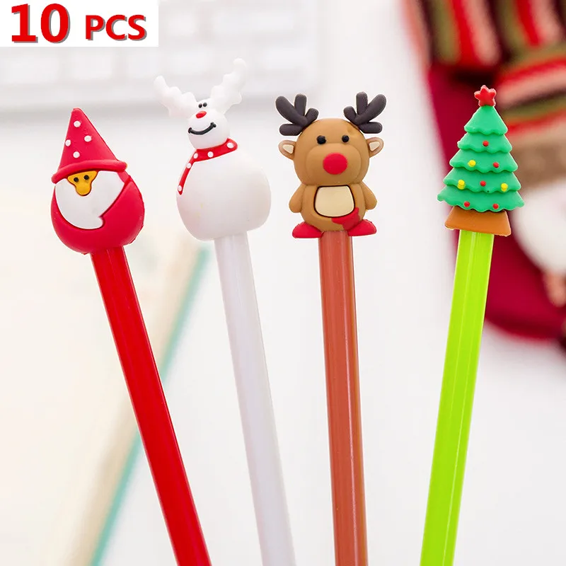 

10pcs / Lot Christmas Gift Gel Pens School Students Stationery Cute Christamas Pen Office Supplies Kawaii Pens