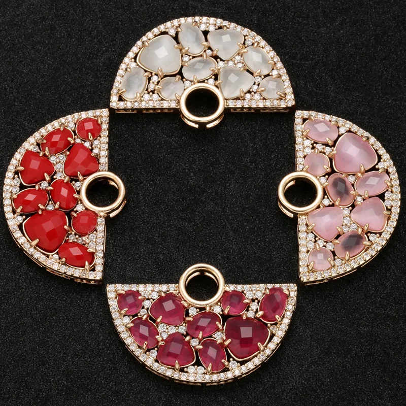 ZHUKOU 23x36mm Brass Cubic Zirconia Crystal Connector for Women's Necklace Bracelet Handmade Jewelry Accessories Model: VS398