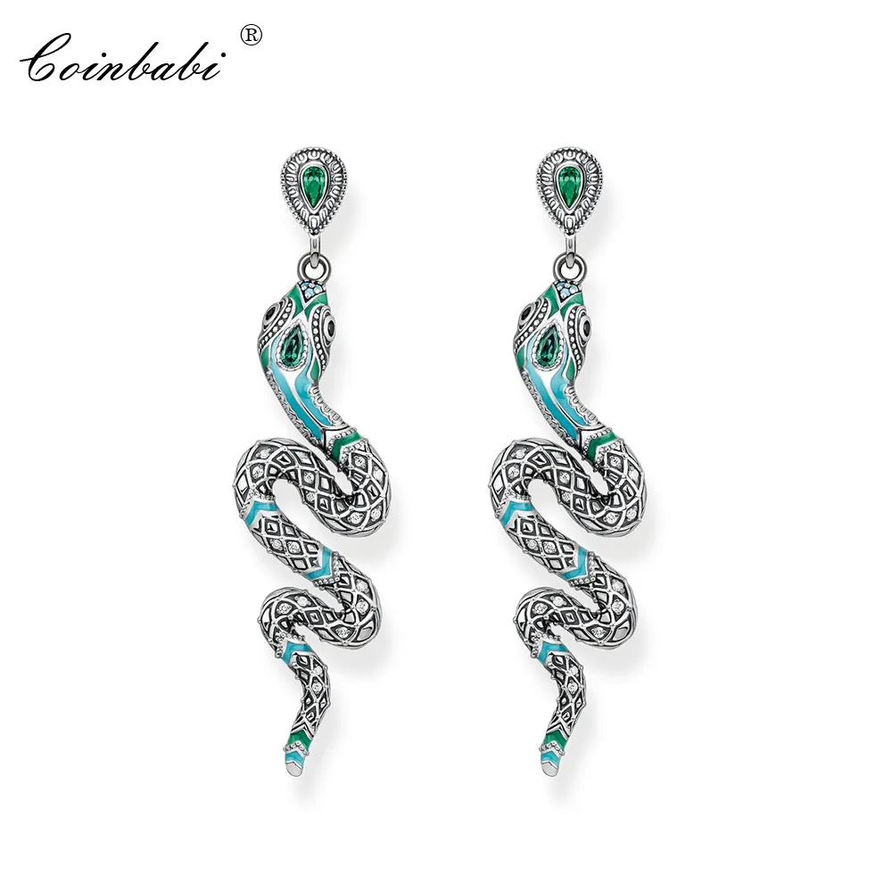 Stud Earrings Blue Snake Bohemia Gift For Women  High Quality Earring 2020 Europe Style 925 Sterling Silver Fashion Jewelry