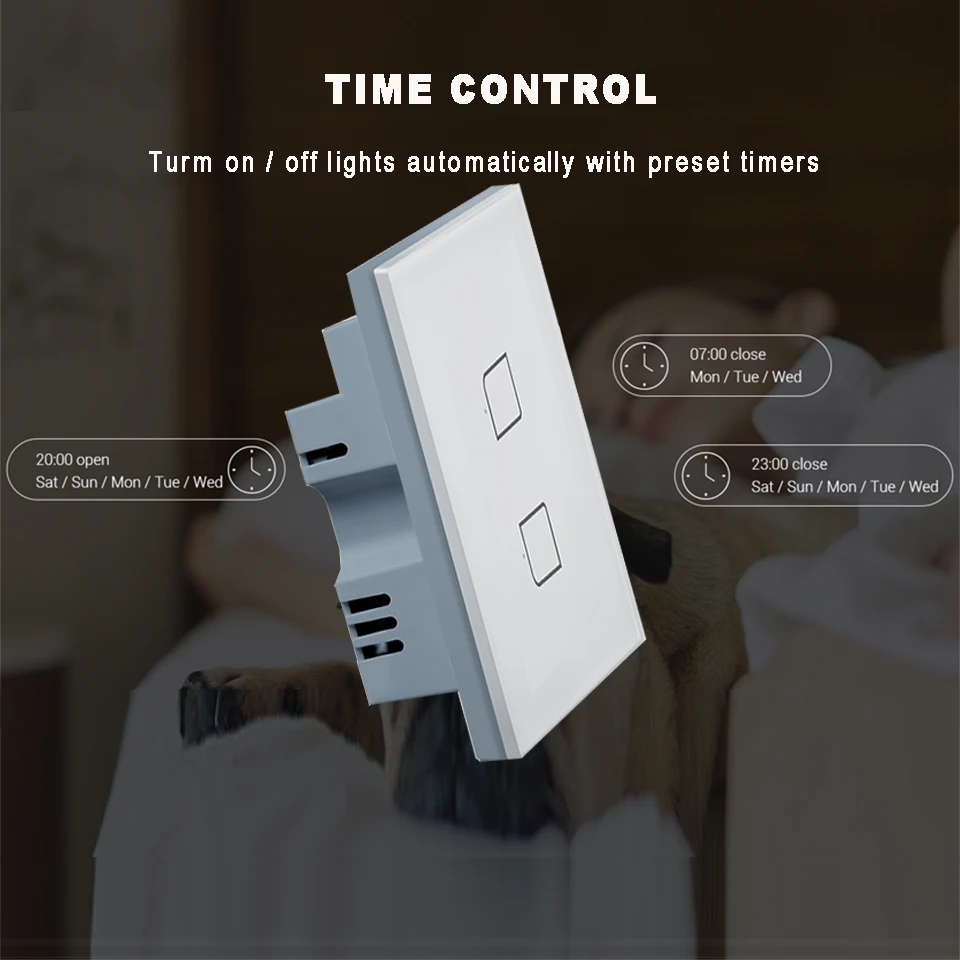 Nuovo 2021 TC2S US Standard 1/2/3Gang 433MHZ connessione Wall Touch Panel Light Switch funziona con RM 4 Pro telecomando