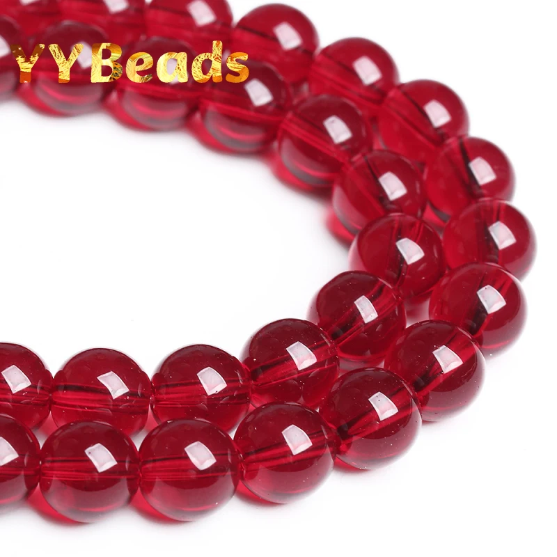 Natural Garnet Red Crystal Glass Beads Clear Red Glass 4-12mm Round Loose Beads For Jewelry Making DIY Women Bracelets Wholesale