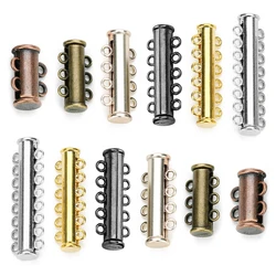 SAUVOO 5pcs Rows Strong Magnetic Clasps Slide Tubes Lock For Layered Bracelet Necklaces Buckle Hook Jewelry Making Findings