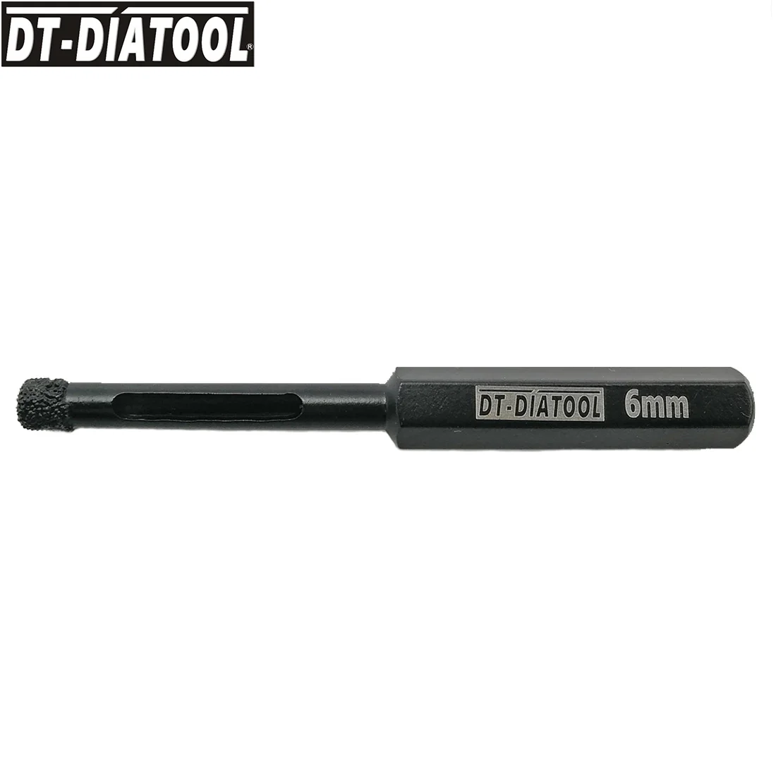 DT-DIATOOL 4pcs เส้นผ่านศูนย์กลาง 6mm Shank เพชรสูญญากาศเปียกเจาะ Bits หินแกรนิตหินอ่อนเซรามิค/กระเบื้องรู