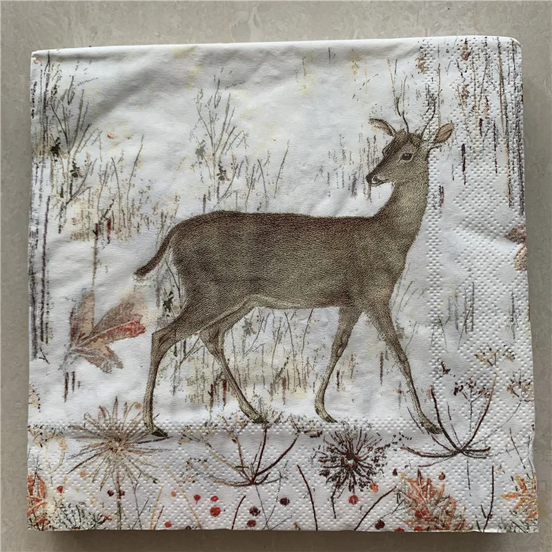 Decoupage paper napkins elegant tissue vintage cute animal towel deer mushroom birthday wedding party home beautiful decor 3 ply