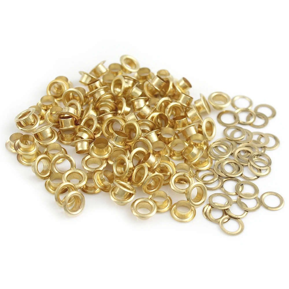 20pcs Gold Brass Eyelets With Washer 3/3.5/4/4.5/5/6/8/10/12/14/17mm Leathercraft Repair Grommet for Shoes Bag Clothing Belt Hat