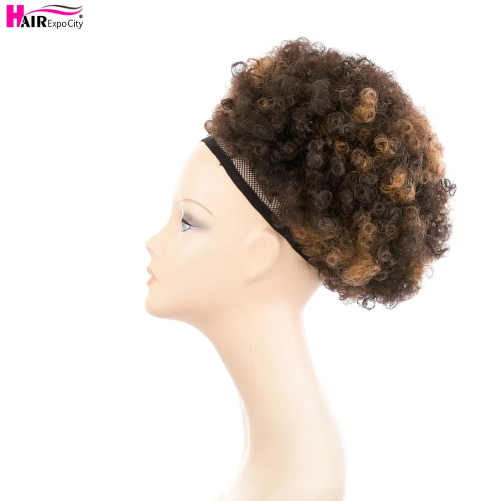 10inch Short Synthetic Hair Bun Drawstring Ponytail Afro Puff Chignon Hair pieces For Women Kinky Curly Updo Clip Hair Extension