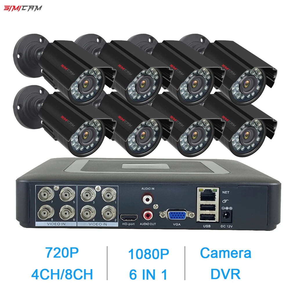 8CH 4CH AHD 보안 카메라 CCTV 시스템 DVR 키트 720P/1080P 금속 총알 방수 야외 실내 홈 스트리트 비디오 감시 세트 한국어 시스템 유형 