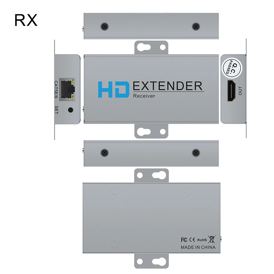 Extensor hdmi 1080p 50m, repetidor sobre gato 6 cabos cat 5e com função poe rj45 transmissor tx/rx extender