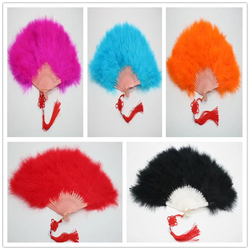 

Beautiful High Quality Fluffy Feather Hand Fan Dance Stage Show Props Wedding Party Goose Feather Fan Decoration Plumas