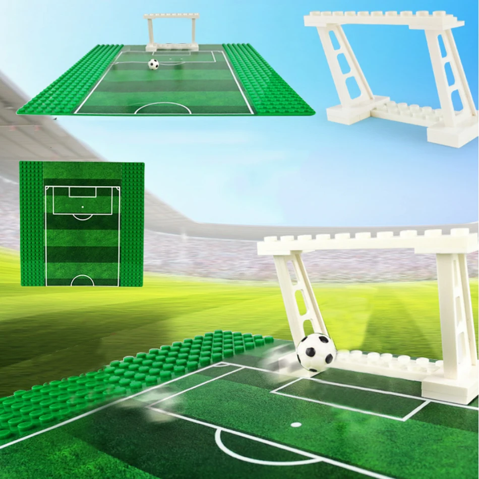 4Styles Baseball Football Field Basketball Court Stadium Base Plate  Building Blocks Parts For Soccer Player Figures Kids Toys