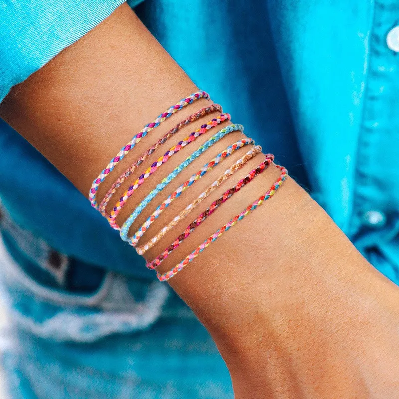 Pulsera de cuerda de algodón de Color de estilo nacional hecha a mano, Budista Tibetano, amuleto de la suerte, pulseras de hilo Tibetano para mujeres y hombres