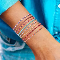 Handmade National style Color Cotton Rope Bracelet Tibetan Buddhist Lucky Charm Tibetan Thread Bracelets & Bangles For Women Men
