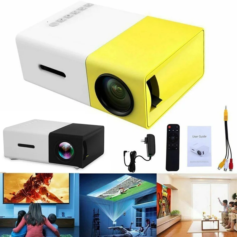 

YG300 Pro Portable LED Mini Projector Support 1080P HDMI-compatible 480x272 Pixels USB Audio Home Media Video Player 2 Colors