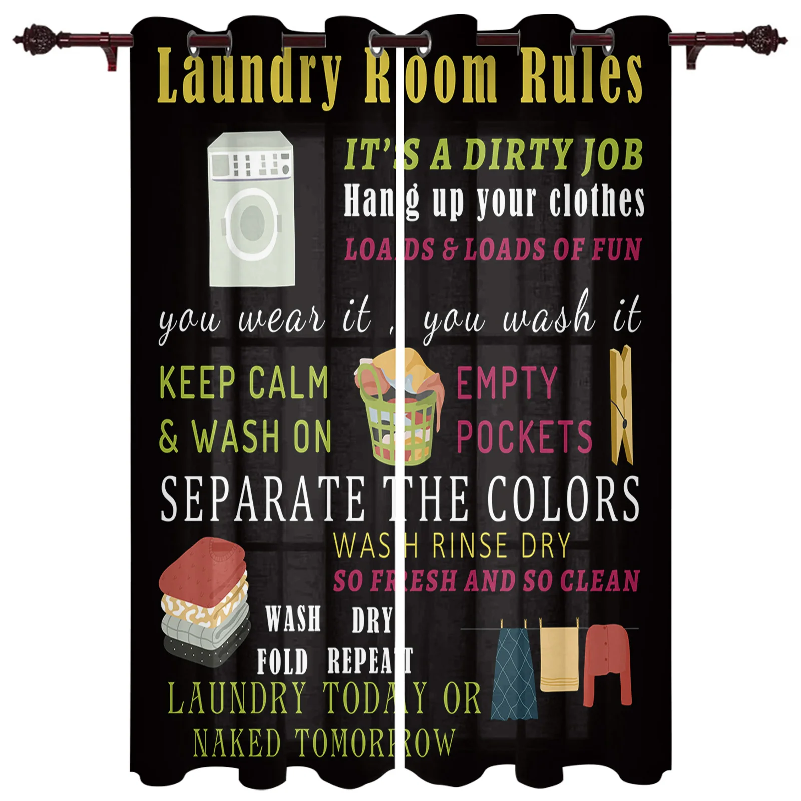 Laundry Room Rules Modern Curtains for Living Room Luxury Window Treatments Bedroom Kitchen Curtains Drapes