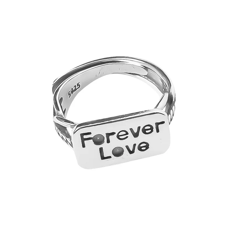 LIVVY New Fashion Silver Color Open Finger Ring Letters Wide Punk Rings For Women Girl Jewelry Accessorize Gifts