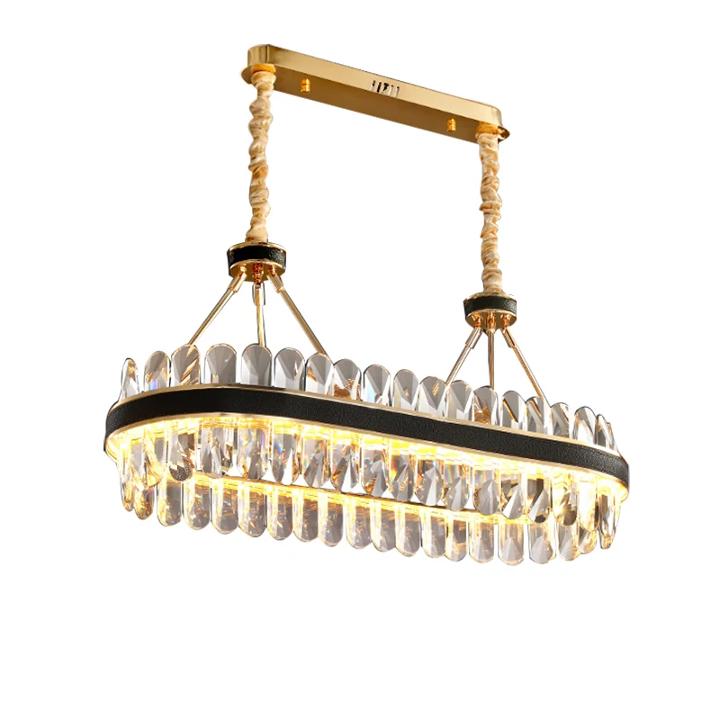 

Art Deco Postmodern Oval Gold Stainless Steel Crystal Chandelier Lighting Lustre Suspension Luminaire Lampen For Dinning Room