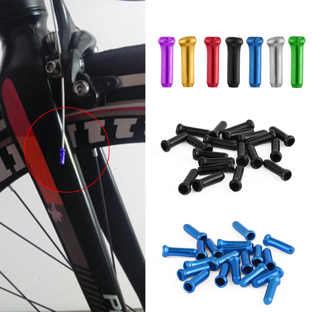 20/50 Pcs Brake Wire End Cap Bike Aluminum Alloy Shifter Cable End Protection Cover Bicycle Crimps Durable High Quality 6 colors