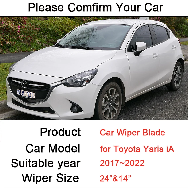 Car Front Windshield Wiper for Toyota Yaris iA 2017 2018 2019 2020 2021 2022 Frameless Durable Rubber Snow Scraping Accessories