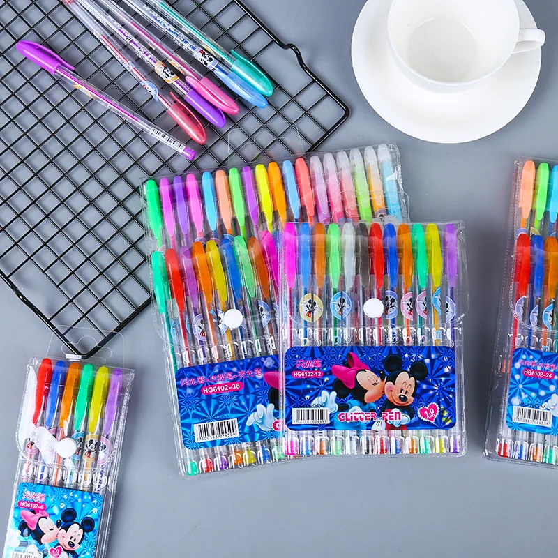 12/18/24/36/48 color Disney Mickey Minnie color gel pen set color highlighter office signature pen student writing painting gift