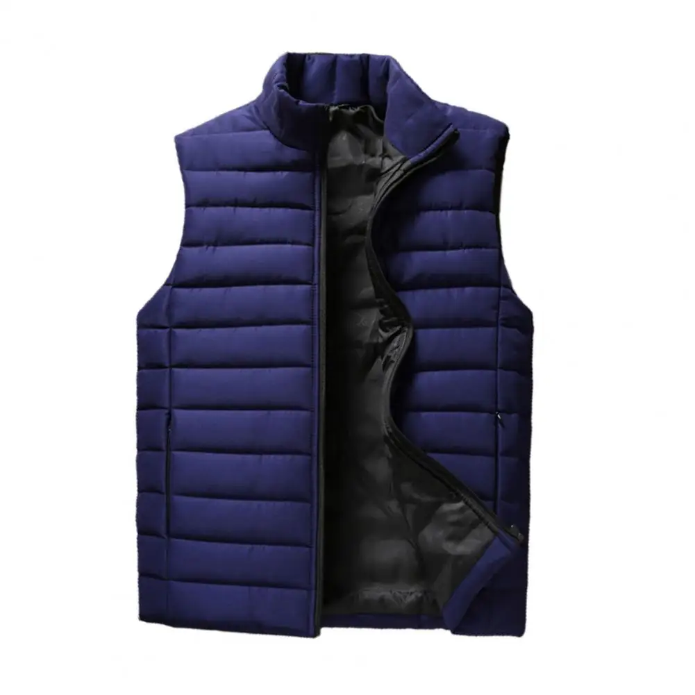 Men\'s Vest Jacket Winter Waterproof Warm Sleeveless Men Waistcoat 3D Cutting Windproof Thicken Soft Zipper Closure Winter Vest