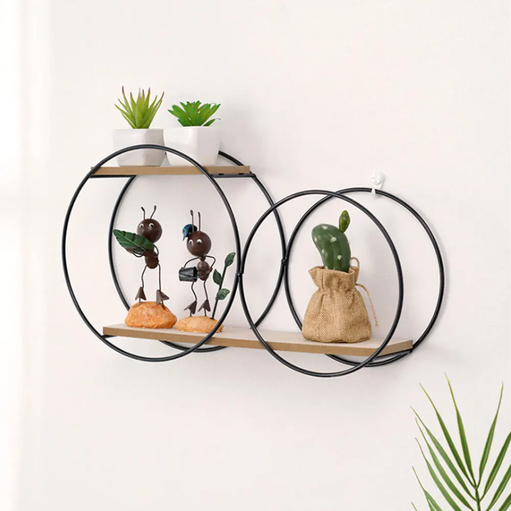 Room Rack Decoration Wall Circular Hanging Home Decor Shelves Candle Holder Aesthetic And Supports Wooden Teen Living Floating