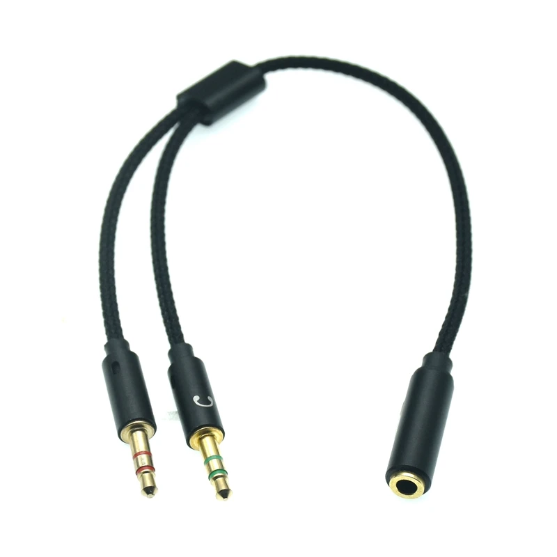 Headphone Splitter for Computer 3.5mm Female to 2 Dual 3.5mm Male Mic AUX Audio Y Splitter Cable Headset to PC Adapter