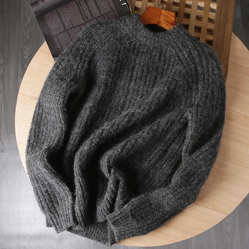 Mohair – pull en laine à manches longues pour homme, col rond, épais, chaud, décontracté, résistant, automne hiver