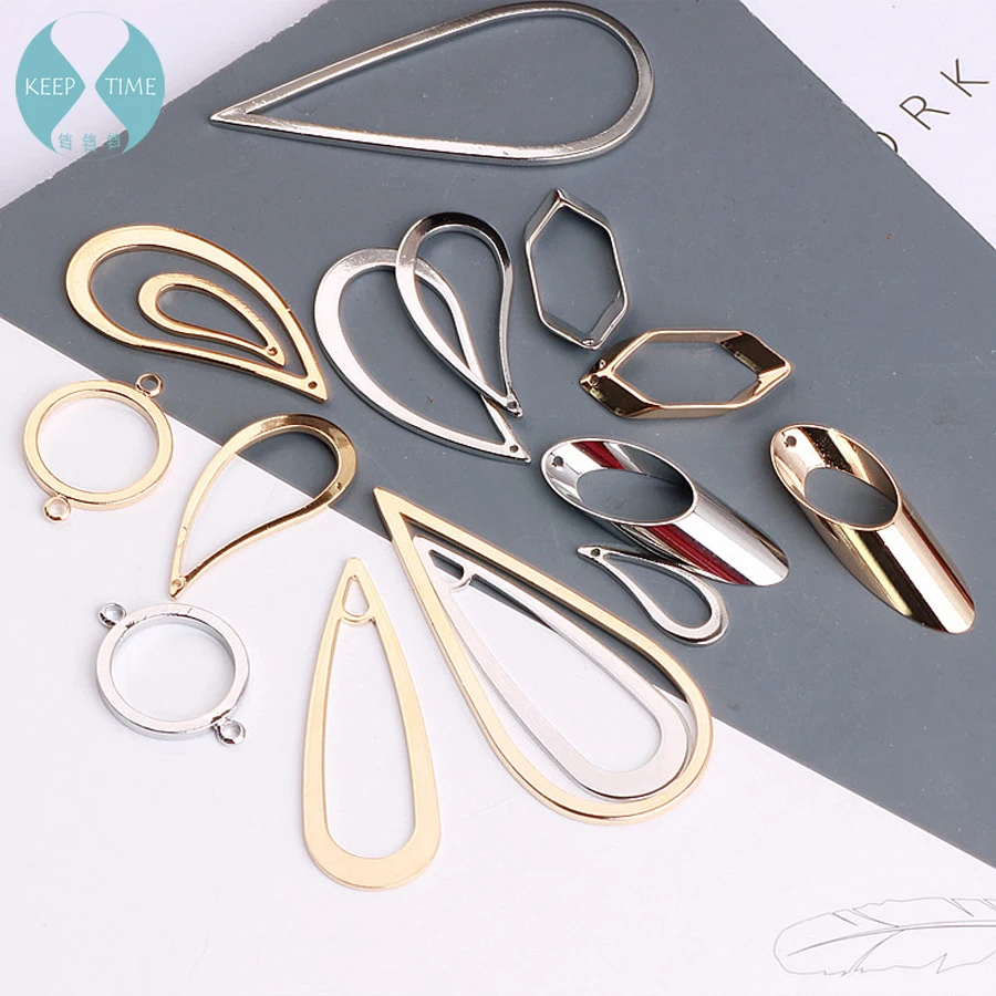 Diy minimalistyczne geometryczne miedziane kolczyki sztyfty akcesoria kolczyki z podwójnym otworem koło link drop kolczyki materiały jubilerskie