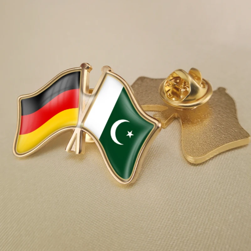 

Germany and Pakistan Crossed Double Friendship Flags Lapel Pins Brooch Badges