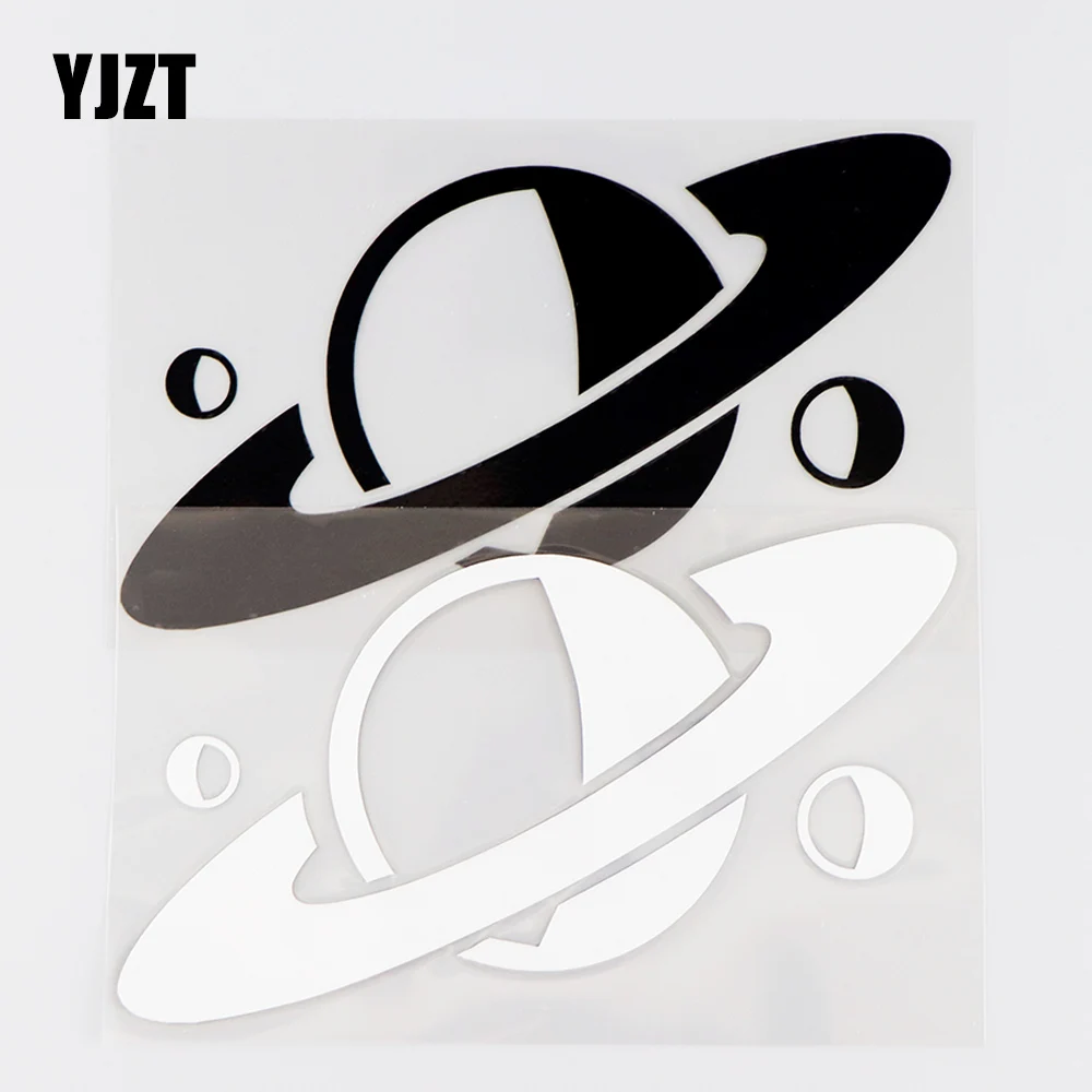 YJZT 14.2X8.5CM Personality Car Sticker Planet Saturn Space Funny Decor Vinyl Decals Black / Silver 10A-0383