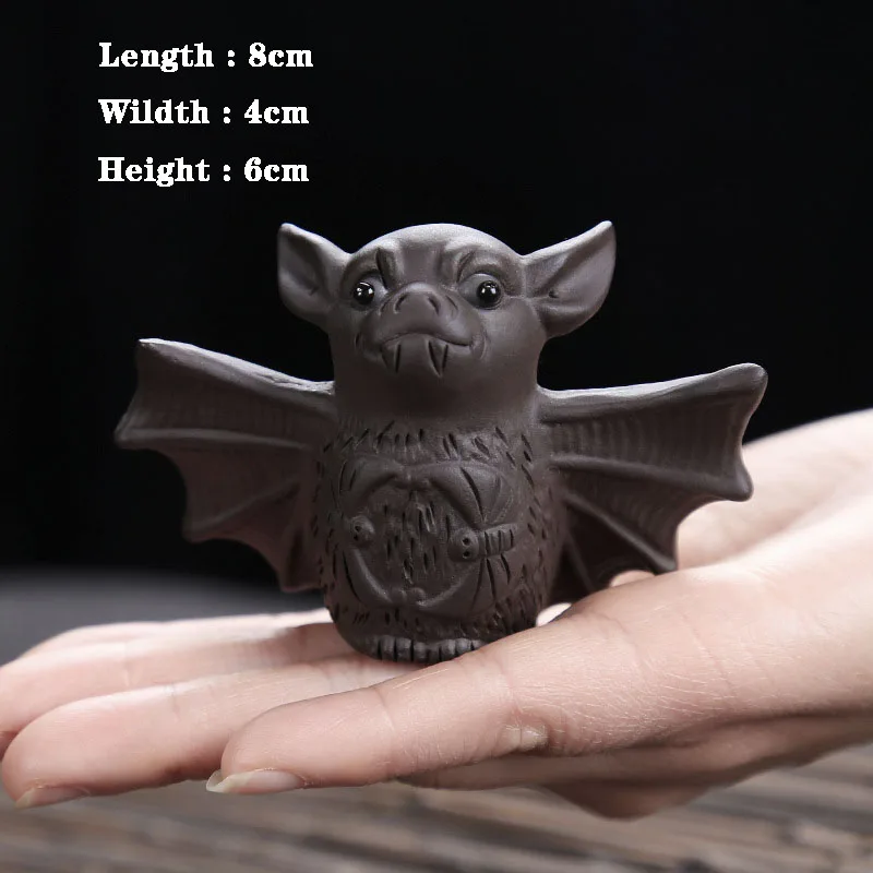 Loveliness Bat Puer Tea Pet Zisha Tea Accessories Ceramic Animal Figurines Household Office Porcelain Decoration Play Tea Toy