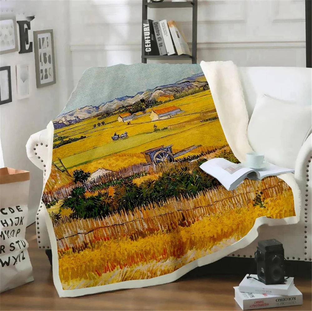 CLOOCL Throw Blanket Van Gogh Oil Painting Printed Weighted Blanket for Beds Adult Quilts Sofa Kids Girls Fashion Blankets