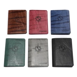 New High Quality Leather Passport Wallet Stamped Compass Pattern Passport Cover Unisex Travel Multifunction Bank Card ID Holder