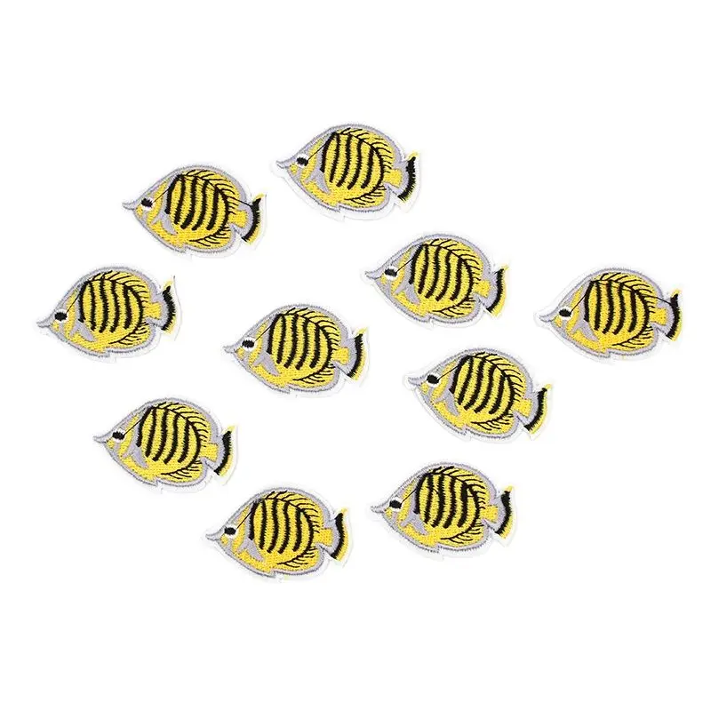 10pcs/lot Embroidered Iron On Small Fish Patches Diy Cute Clothing Appliques Sewing Baby Jeans Stickers Backpack Motif Badge