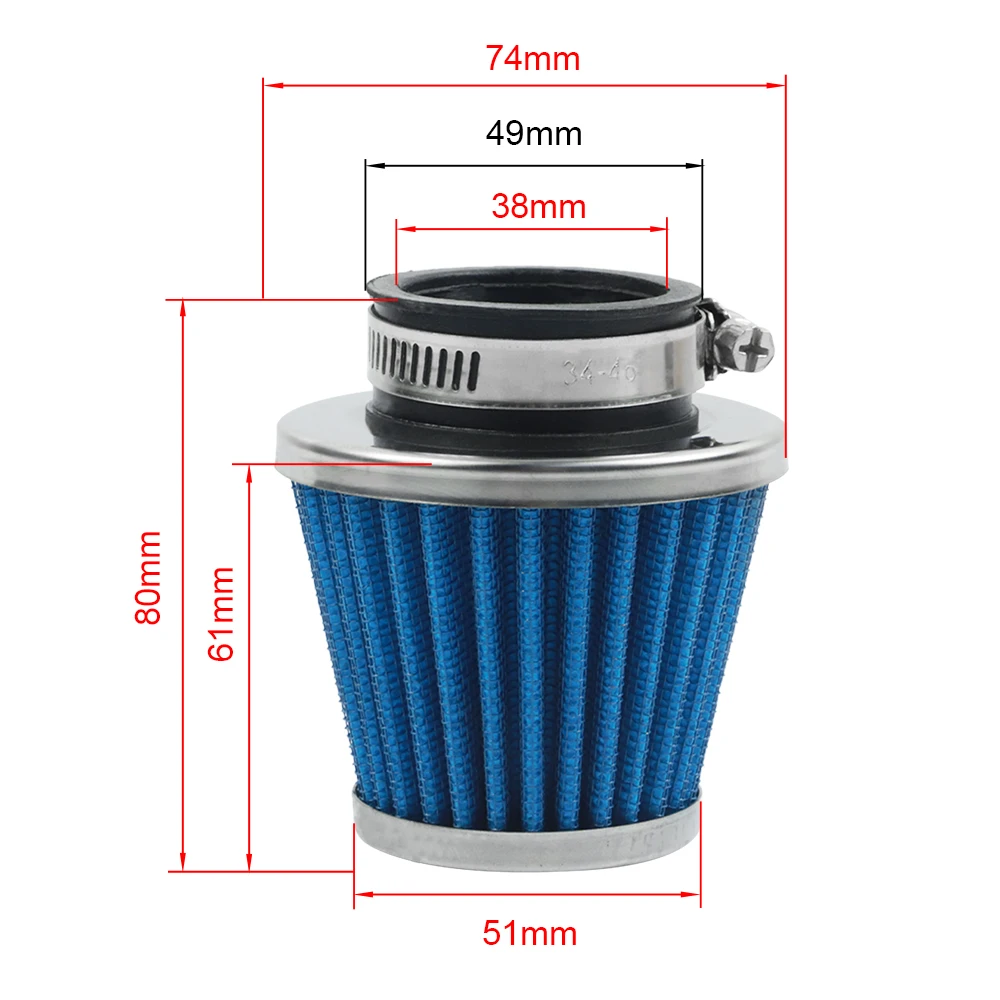 38mm Carburetor Filter Air Filter for Honda Yamaha Suzuki Kawasaki GY6 50cc 110cc 125cc Pocket Bike Dirt Pit Bike ATV Scooter