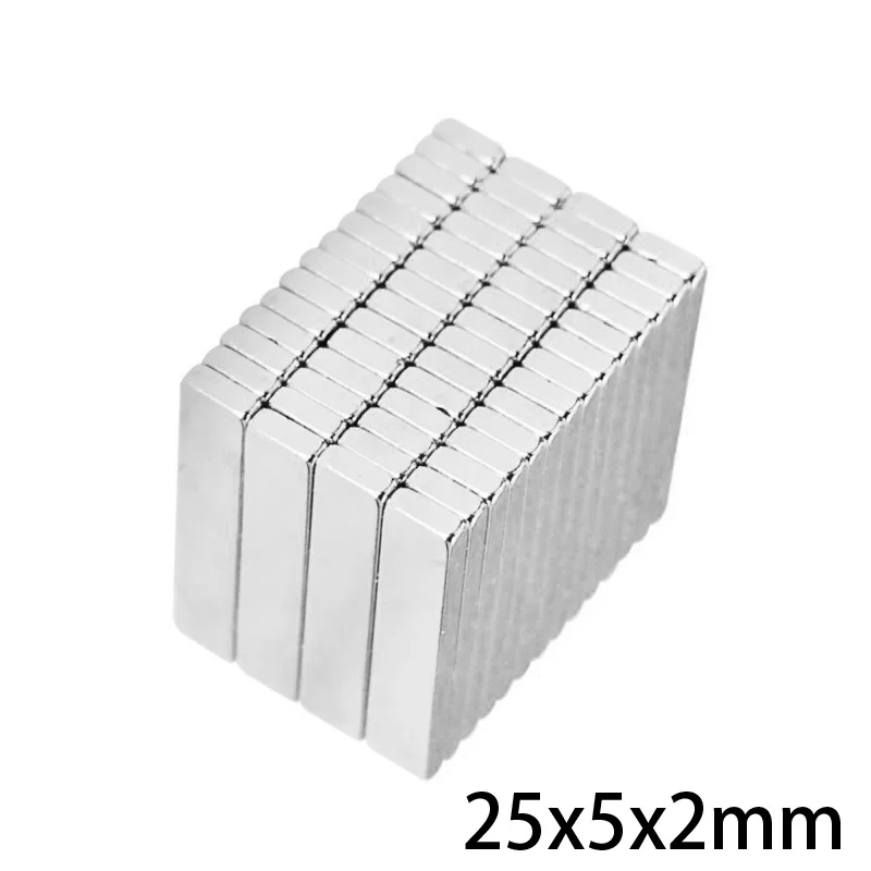 5/10/20/50/100/200/300/500pcs 25x5x2 Strong Sheet Rare Earth Magnet Block Rectangular Neodymium Magnets 25x5x2mm Magnet 25*5*2