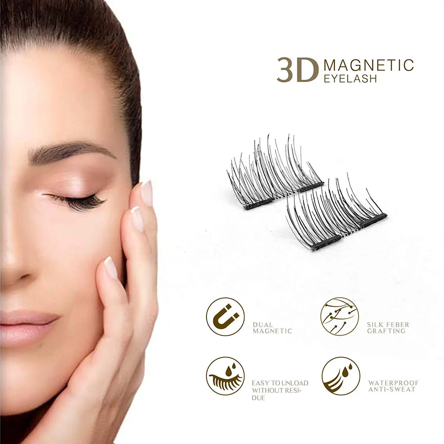 MB New 8Pcs Magnet Mink Lashes 100% Magnetic Eyelashes Natural Hair False Eye lashes 3D Fake Lash Fluffy Faux Cils magnetique