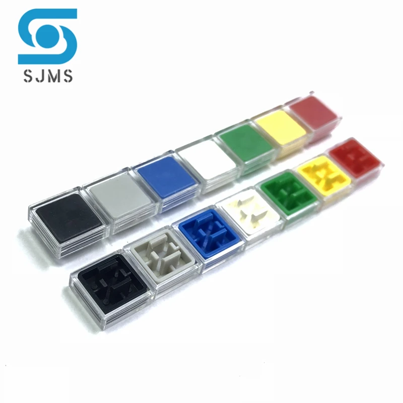 50 Set A14 10x10x5.6mm Long feet Key Caps + Transparent Cover Button Cap Hat Adaptable For 12*12*7.3mm Square Head Touch Switch