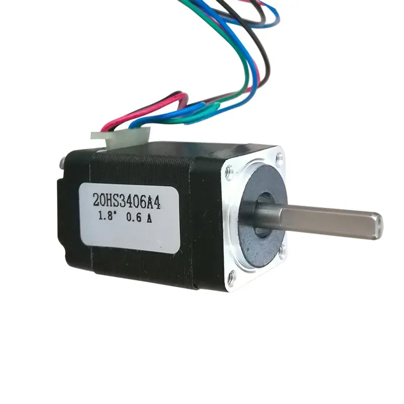 Holding Torque 4mm Shaft Diameters Tiny Stepper Motor 20HS3406A4 Nema8 20BYG 34mm Length 0.6A Current 1.8N/cm