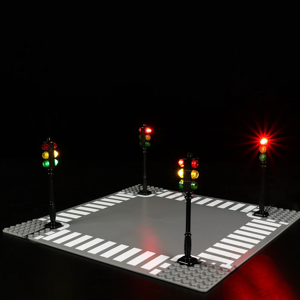 EASYLITE LED Street Traffic Signal Light For City Series Bricks Block Set Model