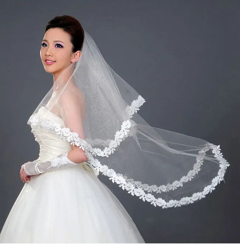 Bellissimo velo da sposa Appliques eleganti velo da sposa economico per fidanzamento accessori per il matrimonio di nozze