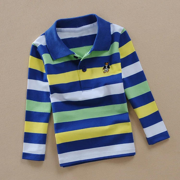 Spring and autumn boys long-sleeved T-shirt Korean T-shirt lapel polo shirt 100-170cm