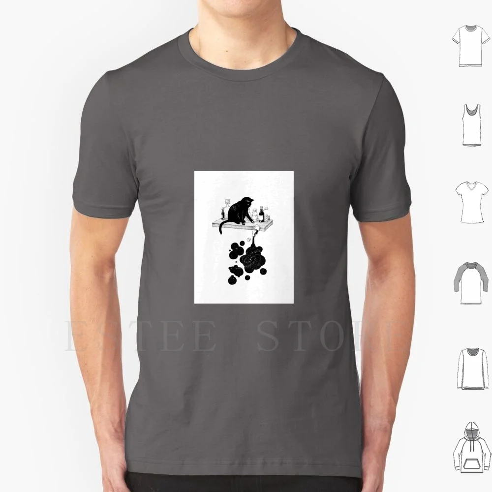Te Magic Cat T Shirt Men Cotton 6xl Cat Magic Spells Universe Black White Cute