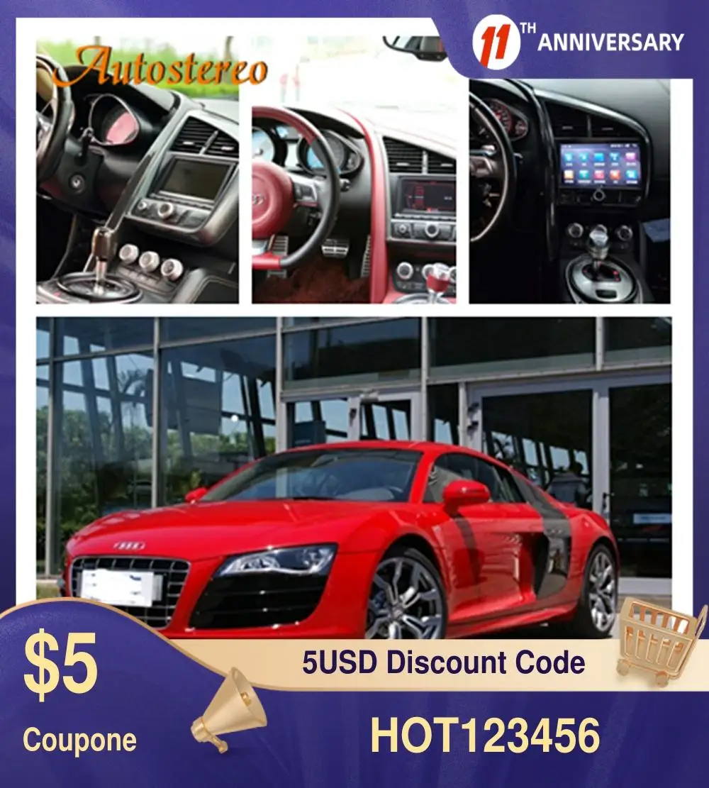 

Автомобильный стереопроигрыватель для Audi R8 2007 + V8 2014 + V10 Android 10,0 6 ГБ 128 дюймов GPS-навигация автомобильный стереопроигрыватель мультимедийный плеер радио магнитофон