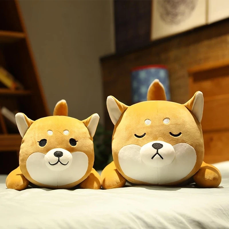 New Huge 35/75CM Lovely Corgi & Shiba Inu Dog Plush Toys Kawaii Lying Husky Pillow Stuffed Soft Animal Dolls Children Baby Gift