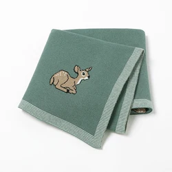 Coperte per neonati in cotone Plaid lavorato a maglia neonato ragazzo passeggino avvolgere Swaddle bambino biancheria da letto per bambini presepe trapunta cervo carino bassotto