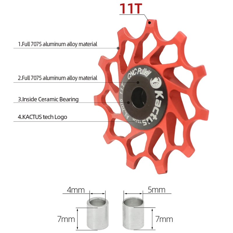 KTPL 11TS Rear Derailleurs Pulley Ceramic Bearing Buicycle11T Deep Tooth Guide Wheel Extra Light about 10g  Installation 4/5/6MM