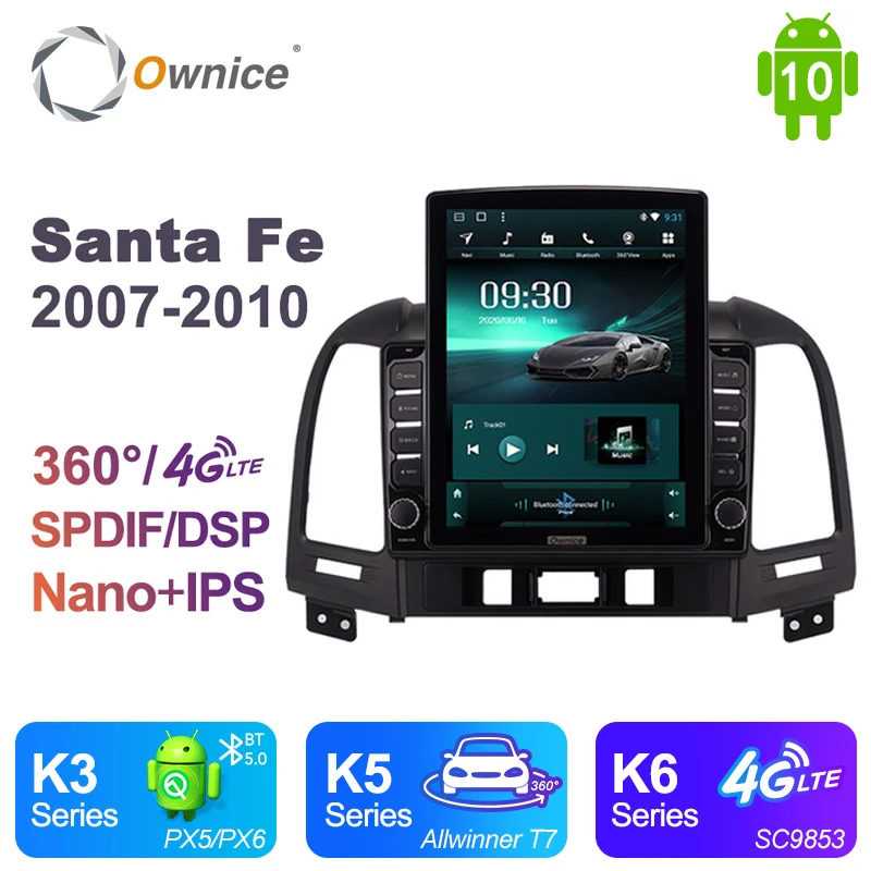 Ownice DSP Android 10.0 Car DVD Player For Hyundai Santa Fe 2 2006 - 2012 GPS Wifi Bluetooth Navi Auto Radio 4G LTE Tesla Style