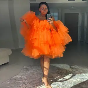 Orange Puffy Short Dresses AliExpress